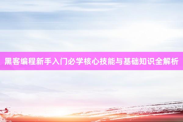 黑客编程新手入门必学核心技能与基础知识全解析